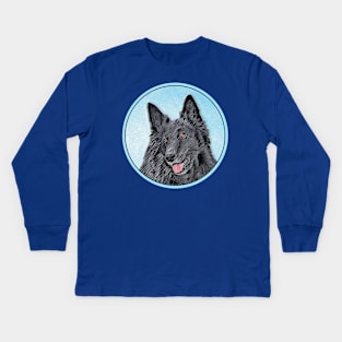 Belgian Sheepdog Painting - Cute Original Dog Art Kids Long Sleeve T-Shirt